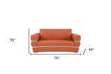 75" Camel And Silver Italian Leather Loveseat - Homeroots - Flyclothing LLC