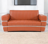 75" Camel And Silver Italian Leather Loveseat - Homeroots