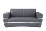 75" Gray And Silver Italian Leather Loveseat - Homeroots