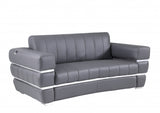 75" Gray And Silver Italian Leather Loveseat - Homeroots