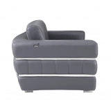 75" Gray And Silver Italian Leather Loveseat - Homeroots - Flyclothing LLC