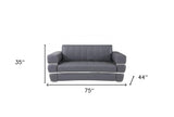 75" Gray And Silver Italian Leather Loveseat - Homeroots - Flyclothing LLC