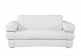 75" White And Silver Italian Leather Loveseat - Homeroots