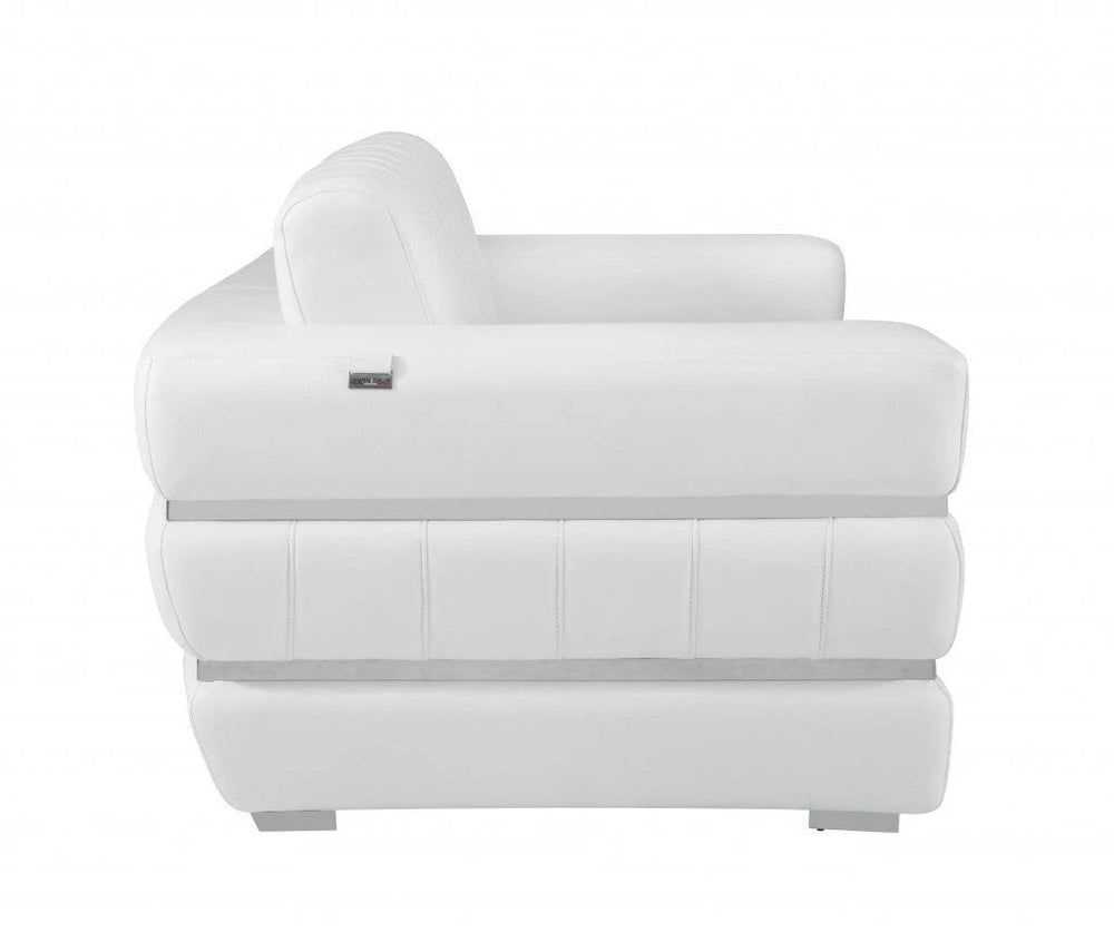 75" White And Silver Italian Leather Loveseat - Homeroots - Flyclothing LLC