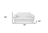 75" White And Silver Italian Leather Loveseat - Homeroots - Flyclothing LLC