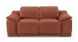 72" Camel And Silver Italian Leather Power Reclining Loveseat