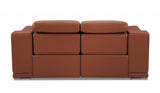 72" Camel And Silver Italian Leather Power Reclining Loveseat - Homeroots