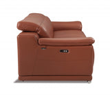 72" Camel And Silver Italian Leather Power Reclining Loveseat - Homeroots - Flyclothing LLC
