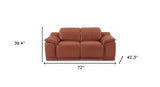 72" Camel And Silver Italian Leather Power Reclining Loveseat - Homeroots - Flyclothing LLC