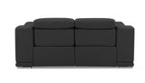 72" Gray And Silver Italian Leather Power Reclining Loveseat - Homeroots