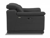 72" Gray And Silver Italian Leather Power Reclining Loveseat - Homeroots - Flyclothing LLC
