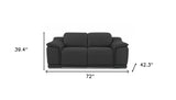 72" Gray And Silver Italian Leather Power Reclining Loveseat - Homeroots - Flyclothing LLC