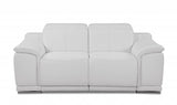 72" White And Silver Italian Leather Power Reclining Loveseat