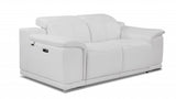 72" White And Silver Italian Leather Power Reclining Loveseat - Homeroots - Flyclothing LLC