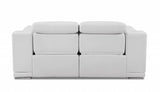 72" White And Silver Italian Leather Power Reclining Loveseat - Homeroots - Flyclothing LLC