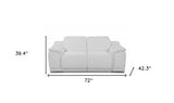 72" White And Silver Italian Leather Power Reclining Loveseat - Homeroots - Flyclothing LLC