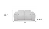 72" White And Silver Italian Leather Power Reclining Loveseat - Homeroots - Flyclothing LLC