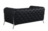 69" Black And Silver Italian Leather Loveseat - Homeroots