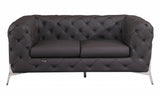 69" Brown And Silver Italian Leather Loveseat - Homeroots - Flyclothing LLC