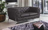 69" Brown And Silver Italian Leather Loveseat - Homeroots