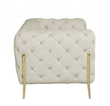 69" Beige And Gold Italian Leather Loveseat - Homeroots - Flyclothing LLC