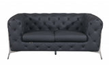 69" Gray And Silver Italian Leather Loveseat - Homeroots - Flyclothing LLC