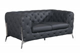 69" Gray And Silver Italian Leather Loveseat - Homeroots - Flyclothing LLC