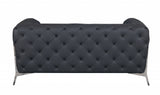69" Gray And Silver Italian Leather Loveseat - Homeroots - Flyclothing LLC