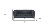 69" Gray And Silver Italian Leather Loveseat - Homeroots - Flyclothing LLC