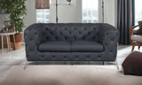 69" Gray And Silver Italian Leather Loveseat - Homeroots