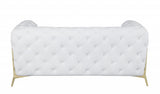 69" White And Gold Italian Leather Loveseat - Homeroots - Flyclothing LLC