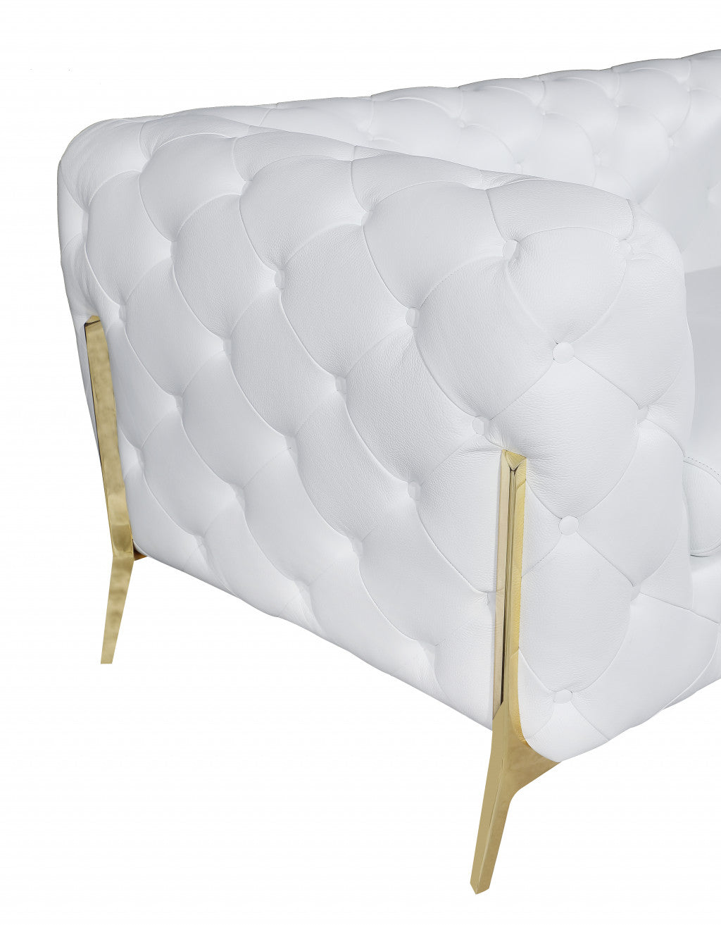 69" White And Gold Italian Leather Loveseat - Homeroots - Flyclothing LLC