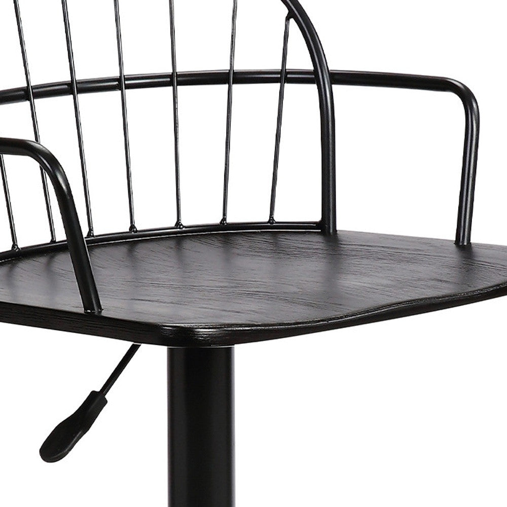 23" Black Iron Low Back Adjustable Height Bar Chair - Homeroots - Flyclothing LLC