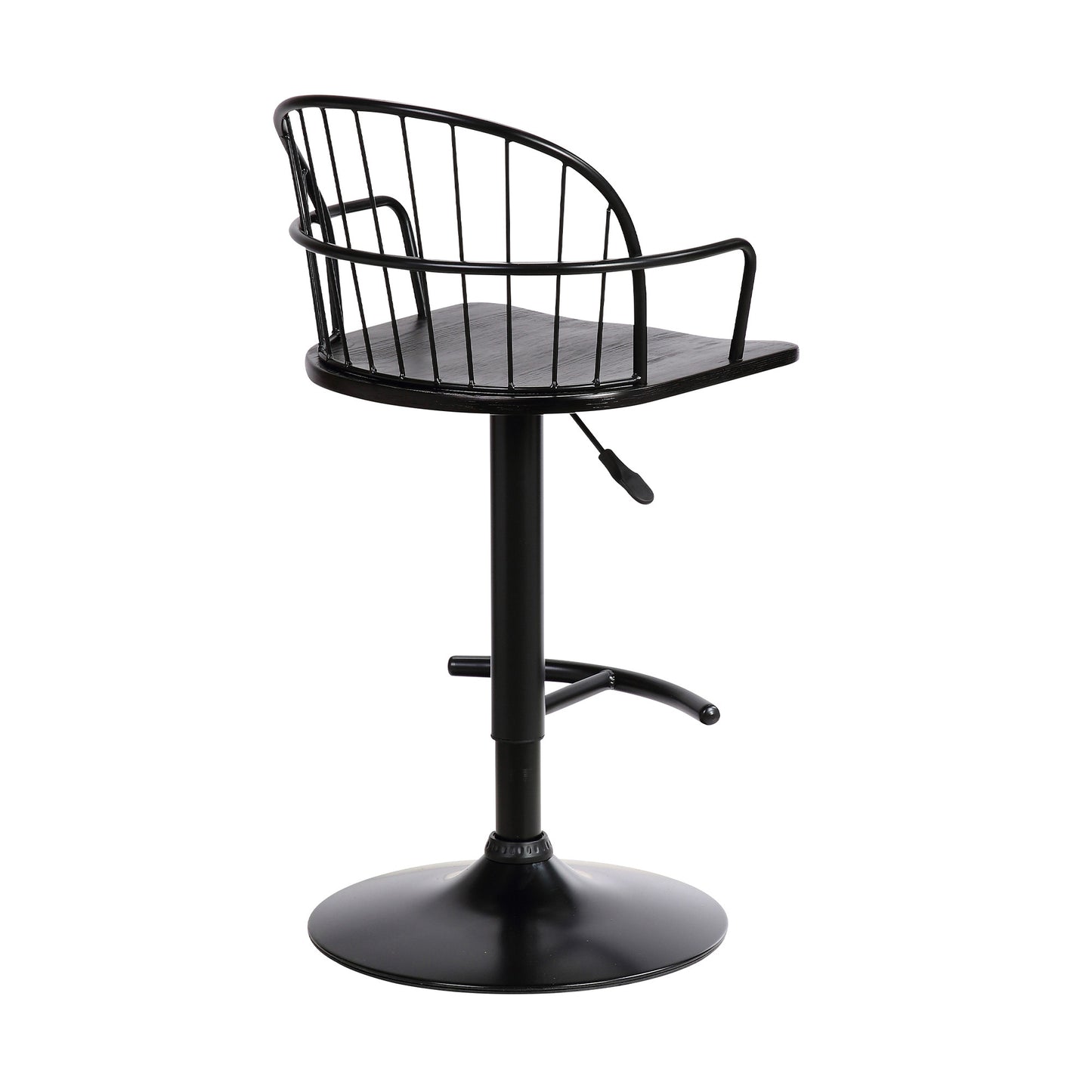 23" Black Iron Low Back Adjustable Height Bar Chair - Homeroots - Flyclothing LLC