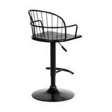 23" Black Iron Low Back Adjustable Height Bar Chair - Homeroots - Flyclothing LLC