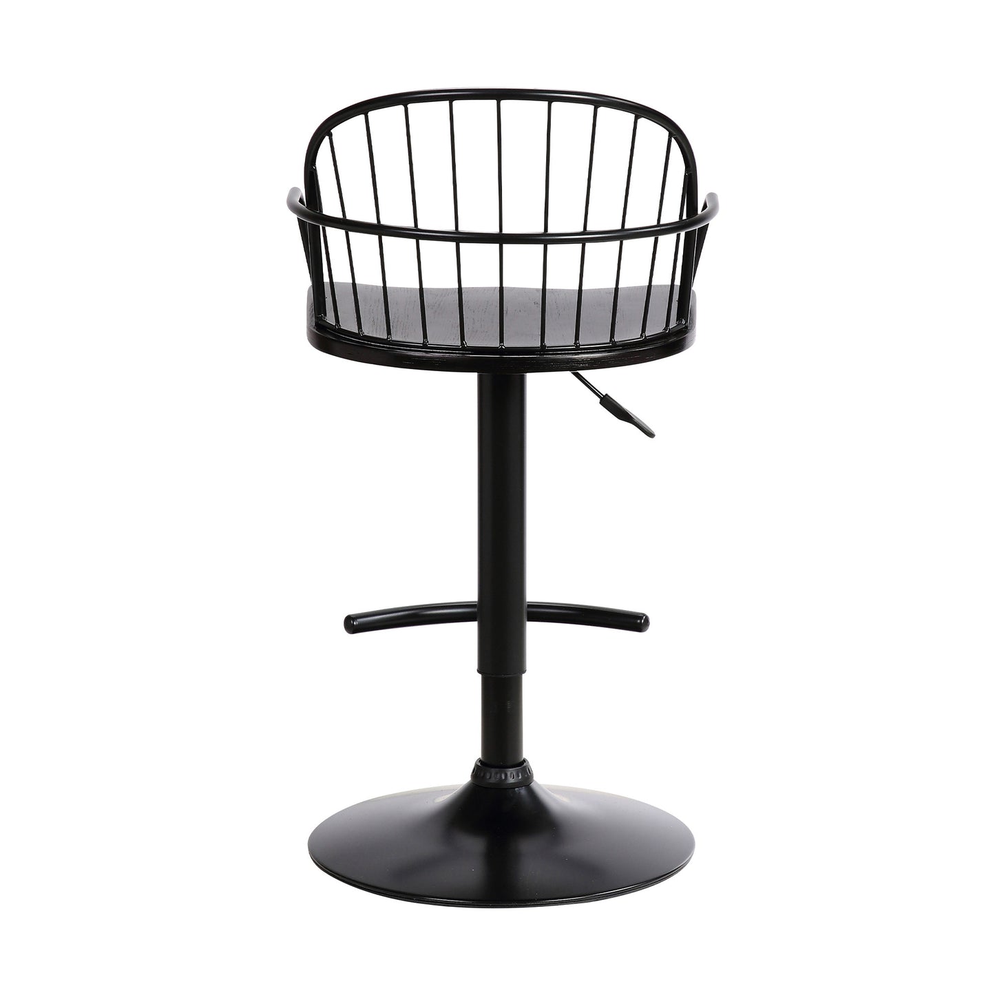 23" Black Iron Low Back Adjustable Height Bar Chair - Homeroots - Flyclothing LLC