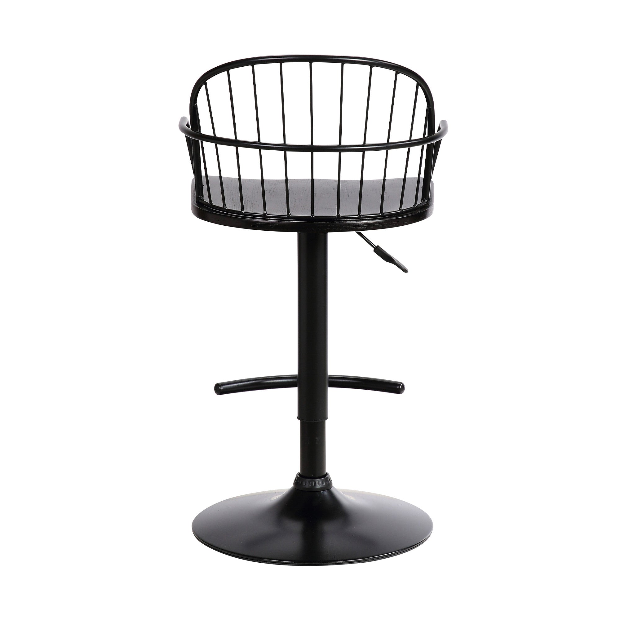 23" Black Iron Low Back Adjustable Height Bar Chair - Homeroots - Flyclothing LLC