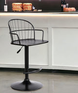 23" Black Iron Low Back Adjustable Height Bar Chair - Homeroots - Flyclothing LLC