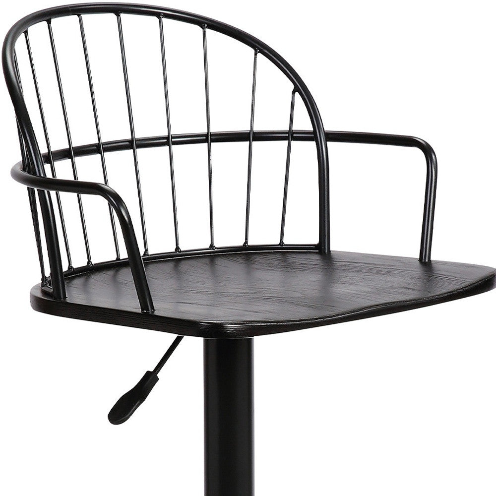 23" Black Iron Low Back Adjustable Height Bar Chair - Homeroots - Flyclothing LLC
