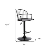 23" Black Iron Low Back Adjustable Height Bar Chair - Homeroots - Flyclothing LLC
