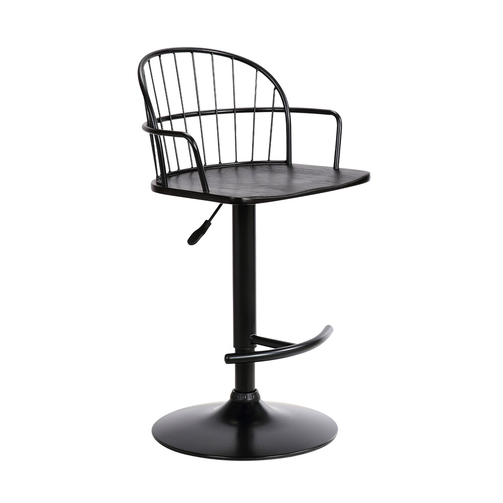 23" Black Iron Low Back Adjustable Height Bar Chair - Homeroots
