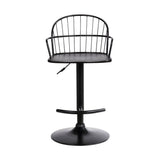 23" Black Iron Low Back Adjustable Height Bar Chair - Homeroots - Flyclothing LLC