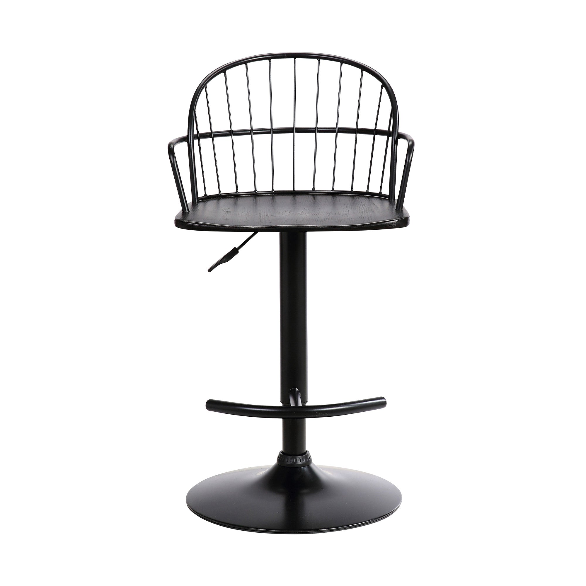 23" Black Iron Low Back Adjustable Height Bar Chair - Homeroots - Flyclothing LLC