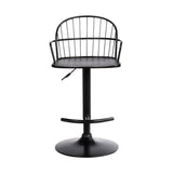 23" Black Iron Low Back Adjustable Height Bar Chair - Homeroots