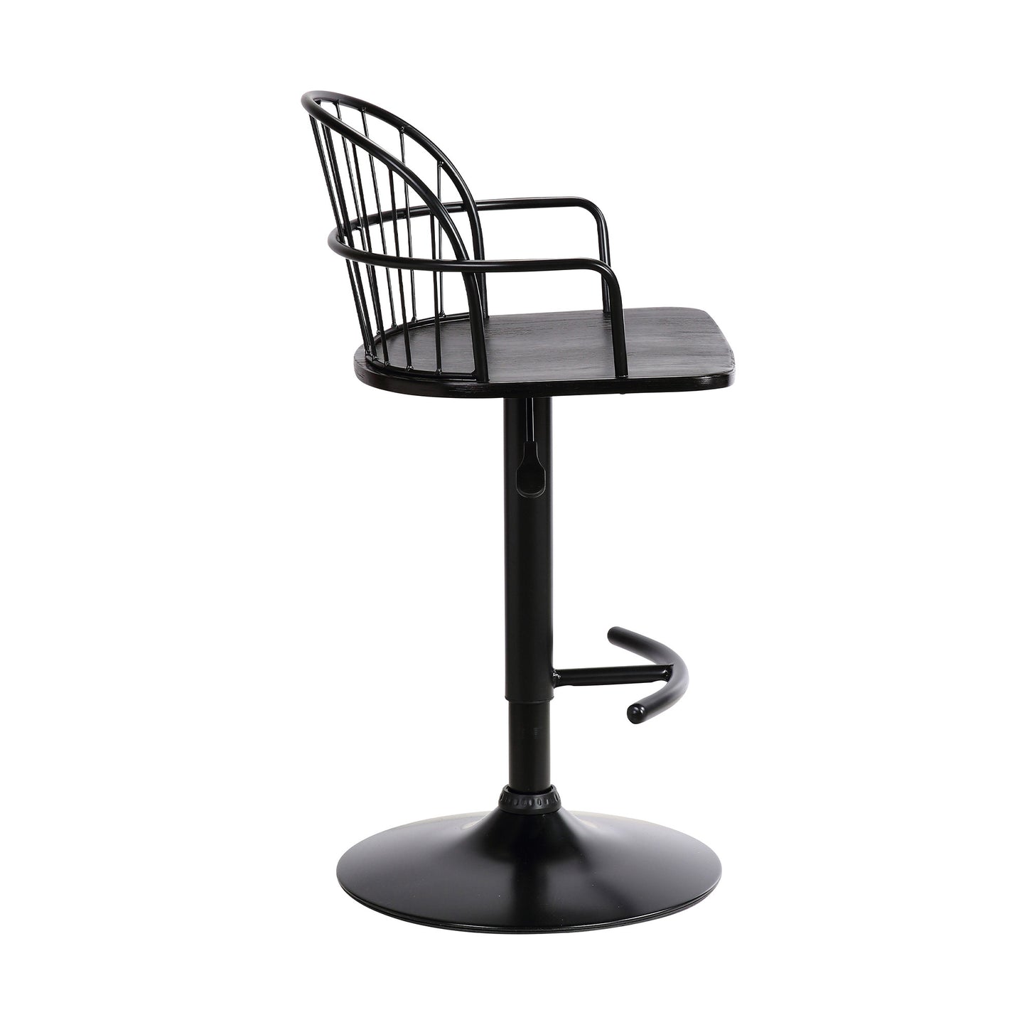 23" Black Iron Low Back Adjustable Height Bar Chair - Homeroots - Flyclothing LLC