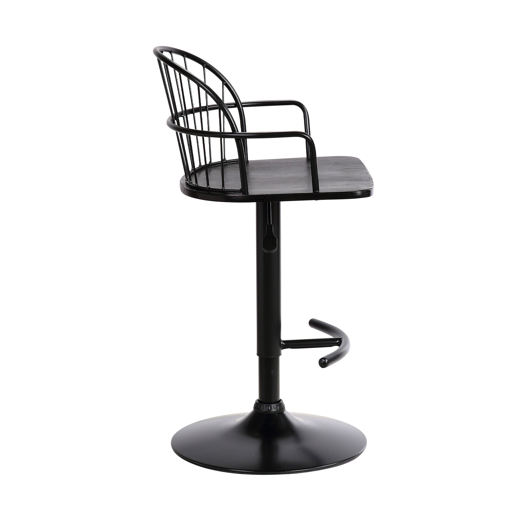 23" Black Iron Low Back Adjustable Height Bar Chair - Homeroots - Flyclothing LLC
