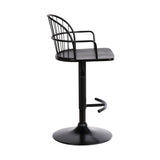 23" Black Iron Low Back Adjustable Height Bar Chair - Homeroots