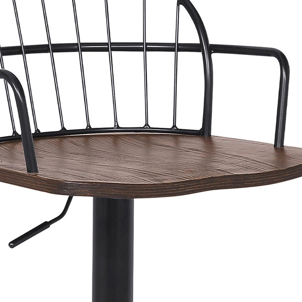 23" Brown And Black Iron Low Back Adjustable Height Bar Chair - Homeroots - Flyclothing LLC