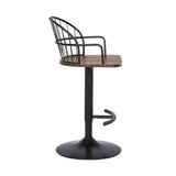 23" Brown And Black Iron Low Back Adjustable Height Bar Chair - Homeroots - Flyclothing LLC