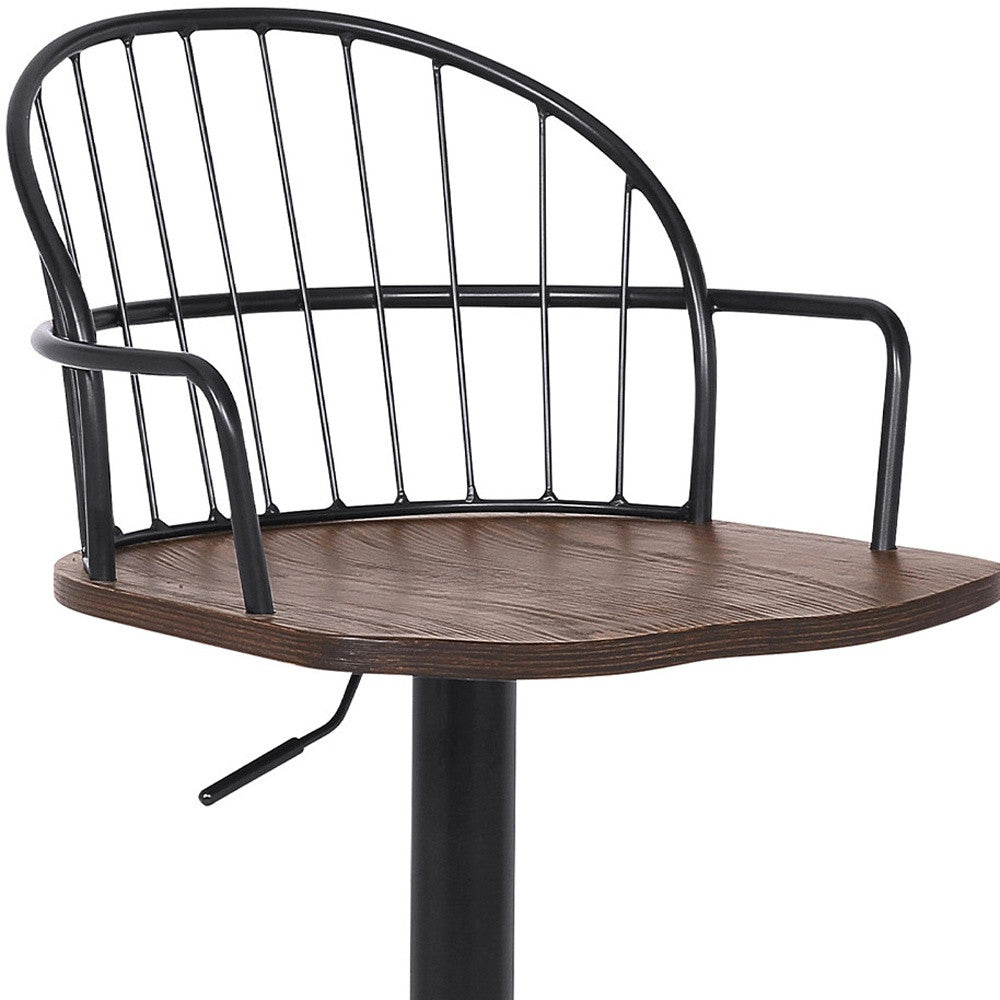 23" Brown And Black Iron Low Back Adjustable Height Bar Chair - Homeroots - Flyclothing LLC